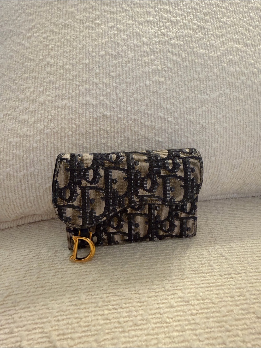 Dior Saddle Bloom Card Holder in Blue Dior Oblique Jacquard